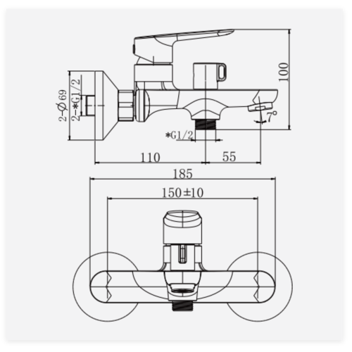 Змішувач для ванни Haiba Parma 009 (EURO) (HB9681)