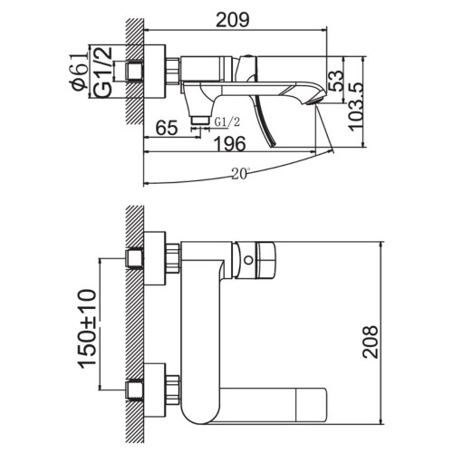 Змішувач для ванни Haiba Bolero 009 короткий вилив з поворотним перемикачем (HB9578)