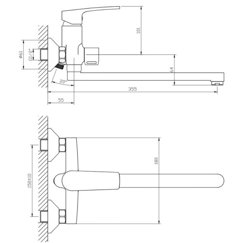 Смеситель для ванны Haiba Troya 006 Euro (HB9660)