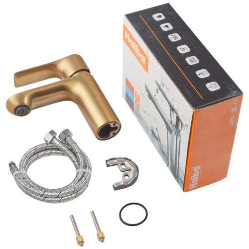 Змішувач для умивальника Haiba Milano 001 BRUSHED GOLD (HB9619)