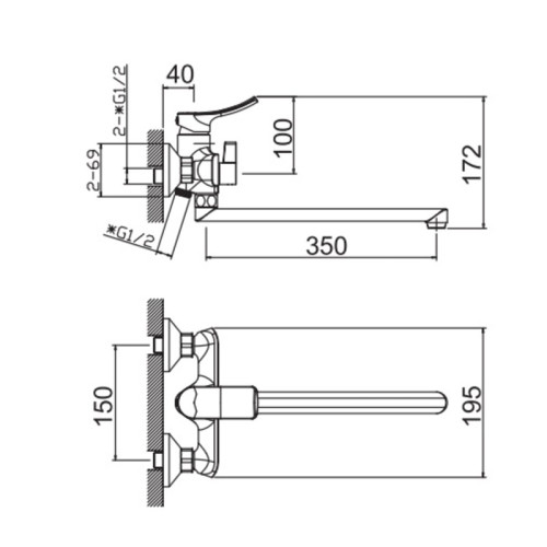 Смеситель для ванны HAIBA BOLERO 006 EURO (HB9577)