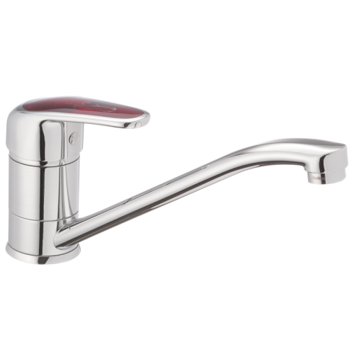 Смеситель для кухни Haiba MAGIC 555 с красной ручкой (HB0669)