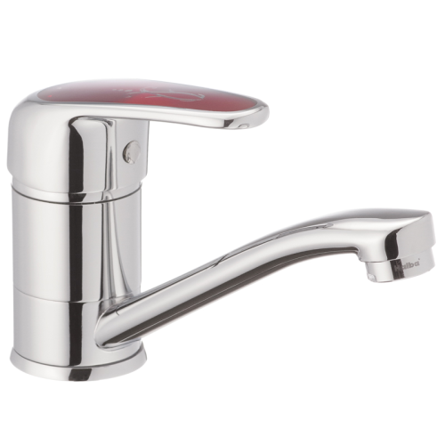 Смеситель для кухни Haiba MAGIC 555 (15 см) с красной ручкой (HB0673)