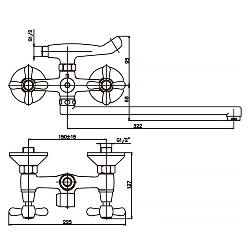 Смеситель для ванны Haiba Dominox 140 (HB0064)