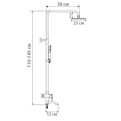 Душова колона із змішувачем (нерж.сталь) Haiba DAX-009-J (HB2791)