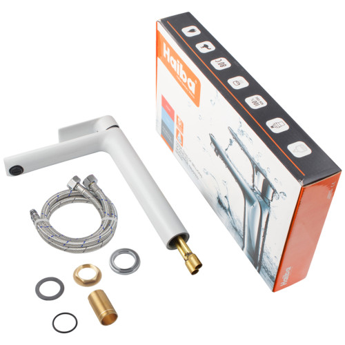 Смеситель для умывальника HAIBA ALEX 001 HIGH WHITE-CHROME (HB9564)