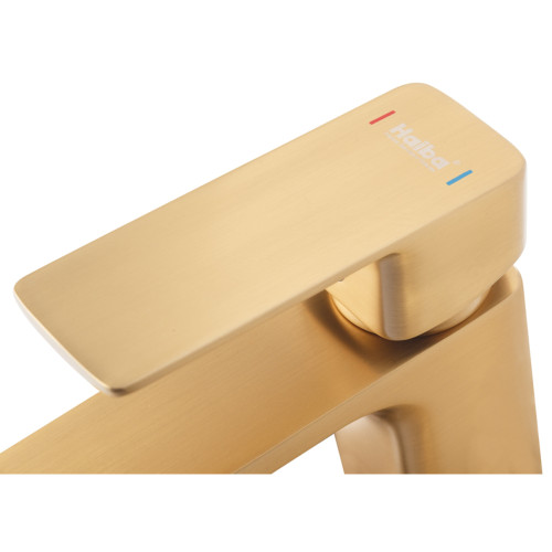 Смеситель для умывальника Haiba Kubus 001 BRUSHED GOLD (HB9622)