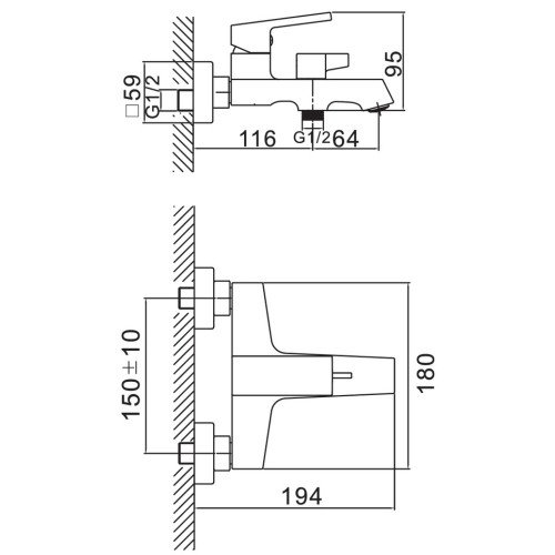 Смеситель для ванны Haiba GAUDI 009 EURO (HB9594)