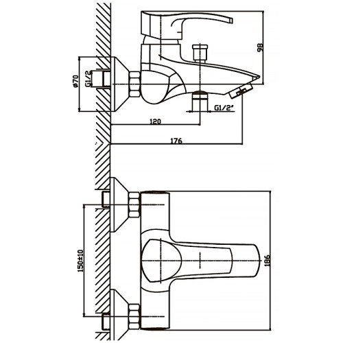 Смеситель для ванны Haiba FOCUS 009 (HB0124)