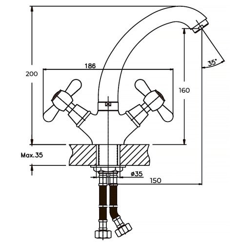 Смеситель для умывальника Haiba Dominox 272 (HB0081)