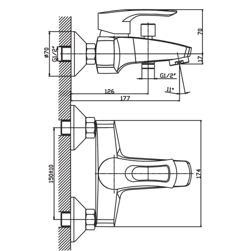 Смеситель для ванны Haiba HANSBERG 009 (HB0197)